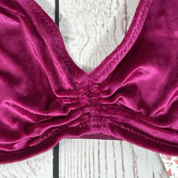 Free People Intimately Bra Rhiannon Soft Small Stretch Velvety Bralette Berry - Picture 4 of 9